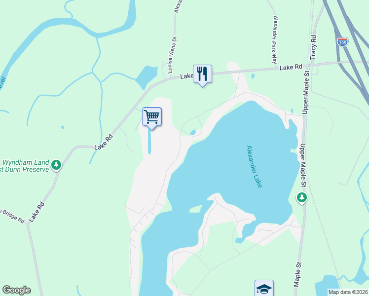 map of restaurants, bars, coffee shops, grocery stores, and more near 237 North Shore Road in Killingly
