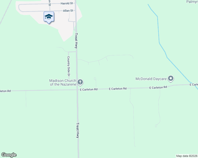 map of restaurants, bars, coffee shops, grocery stores, and more near 2400 East Carleton Road in Adrian