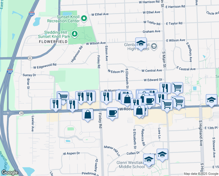 map of restaurants, bars, coffee shops, grocery stores, and more near 1138 Edson Avenue in Lombard