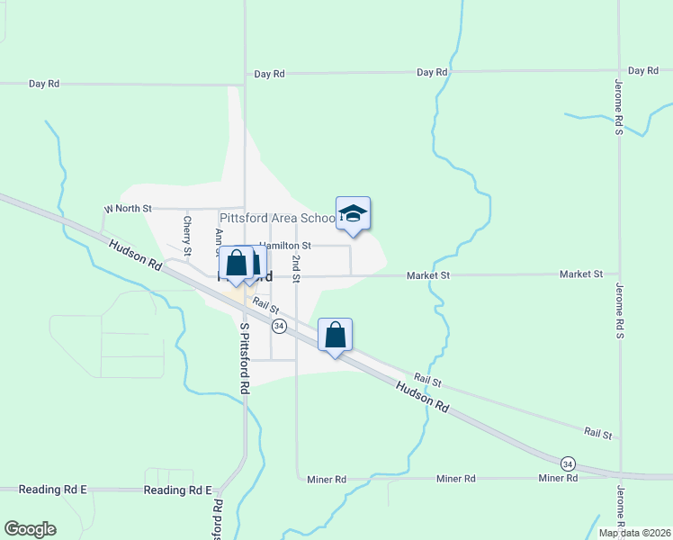 map of restaurants, bars, coffee shops, grocery stores, and more near 9209 East Market Road in Pittsford