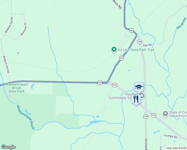 map of restaurants, bars, coffee shops, grocery stores, and more near 80 Averill Road in Pomfret