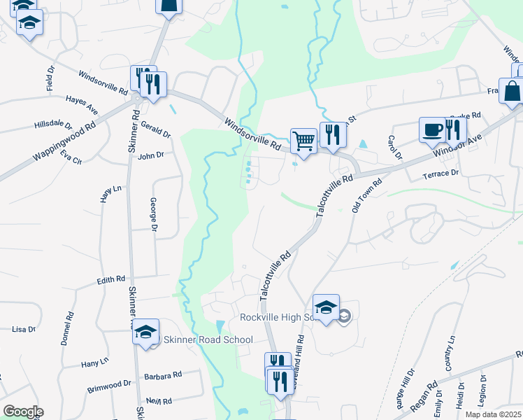 map of restaurants, bars, coffee shops, grocery stores, and more near 94 Vernon Gardens Drive in Vernon