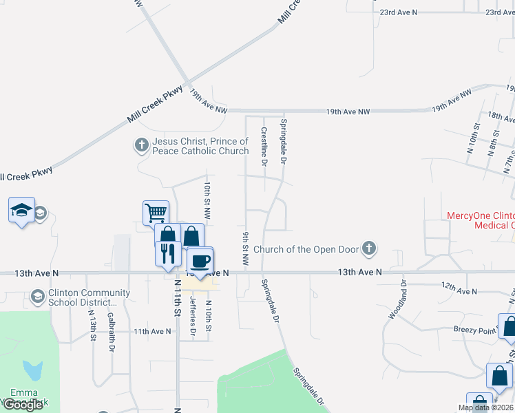 map of restaurants, bars, coffee shops, grocery stores, and more near 1401-1499 9th St NW in Clinton