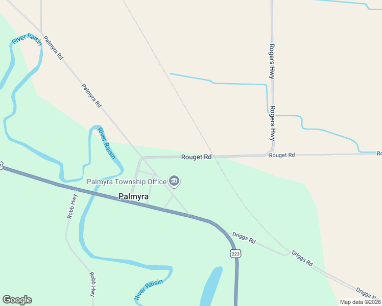 map of restaurants, bars, coffee shops, grocery stores, and more near 6585 Rouget Road in Palmyra