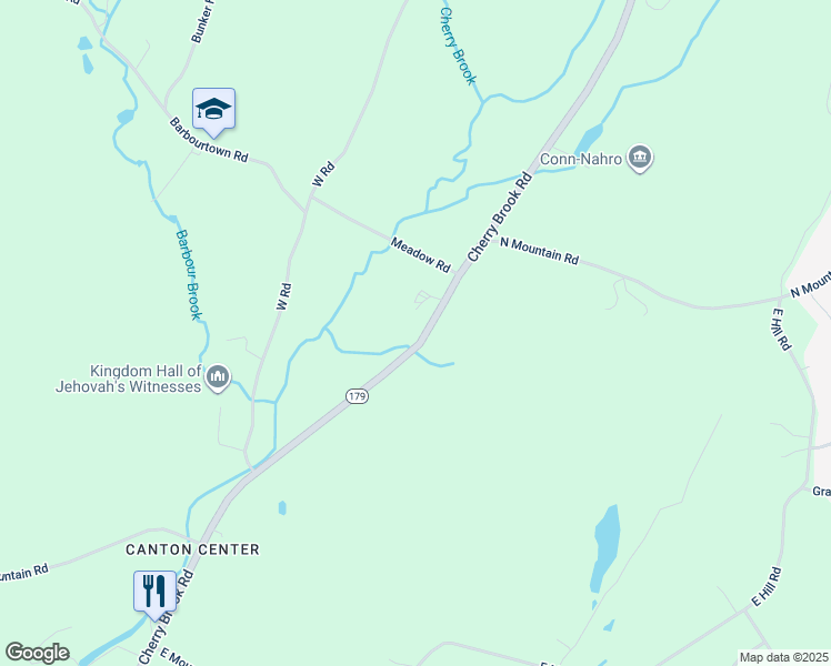 map of restaurants, bars, coffee shops, grocery stores, and more near 270 Cherry Brook Road in Canton