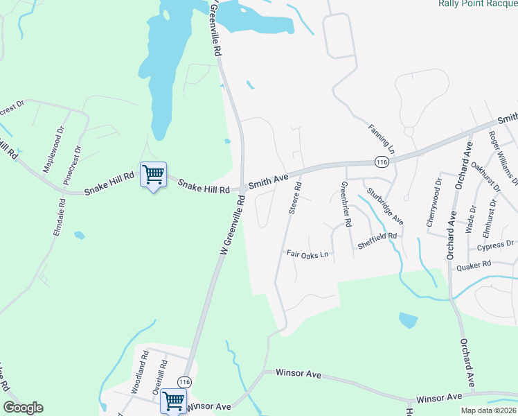 map of restaurants, bars, coffee shops, grocery stores, and more near 7 Tamarac Drive in Smithfield