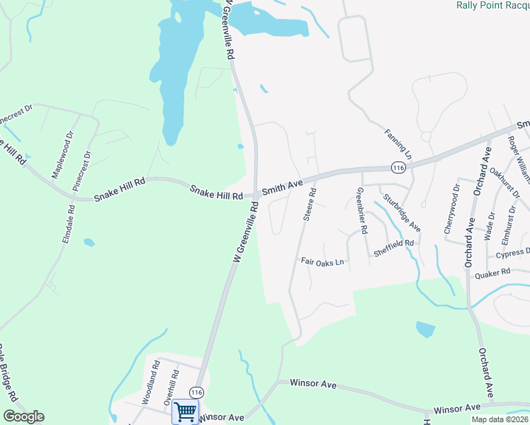 map of restaurants, bars, coffee shops, grocery stores, and more near 16 Tamarac Drive in Smithfield