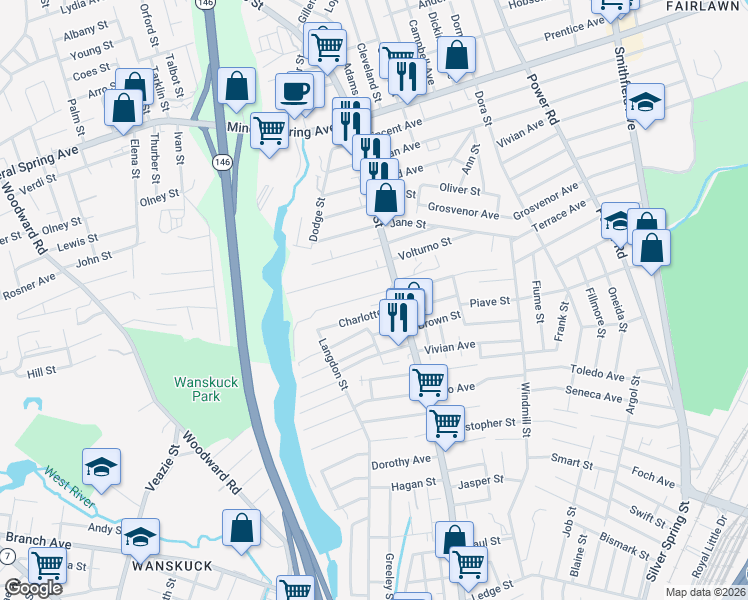 map of restaurants, bars, coffee shops, grocery stores, and more near 20 Hurdis Street in North Providence
