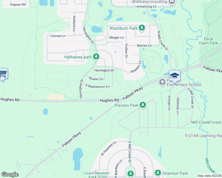 map of restaurants, bars, coffee shops, grocery stores, and more near 39W445 South Mathewson Lane in Geneva