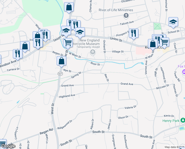 map of restaurants, bars, coffee shops, grocery stores, and more near 12 Vernon Rails-To-Trails in Vernon