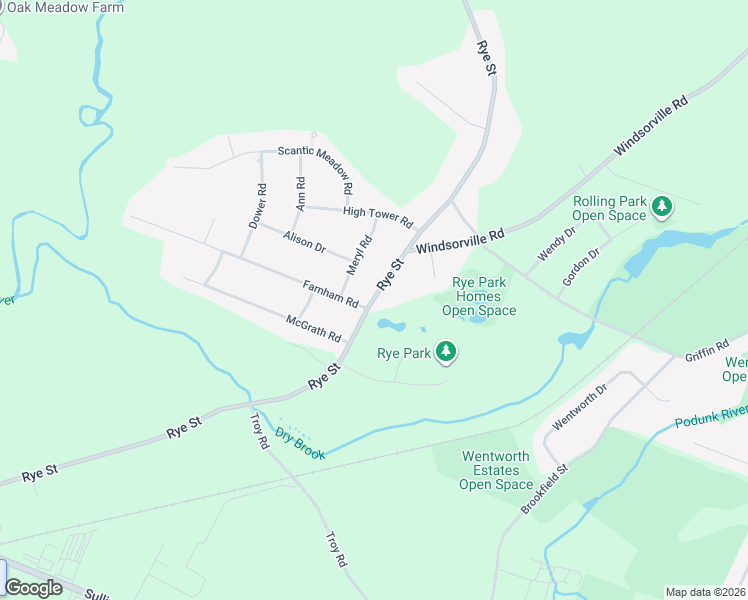 map of restaurants, bars, coffee shops, grocery stores, and more near 520 Rye Street in South Windsor