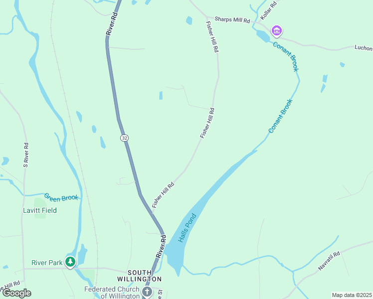 map of restaurants, bars, coffee shops, grocery stores, and more near 72 Fisher Hill Road in Willington