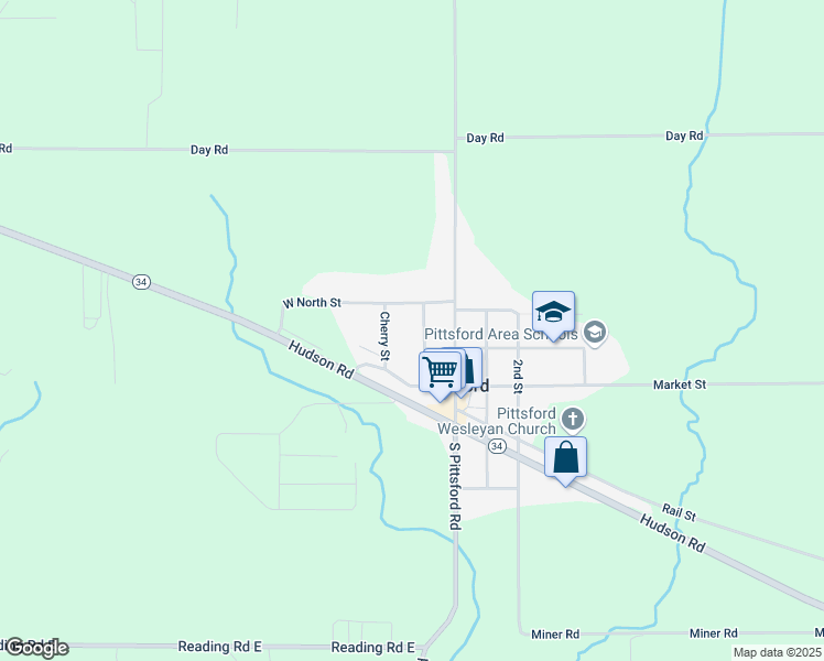 map of restaurants, bars, coffee shops, grocery stores, and more near 4348 Ann Street in Pittsford
