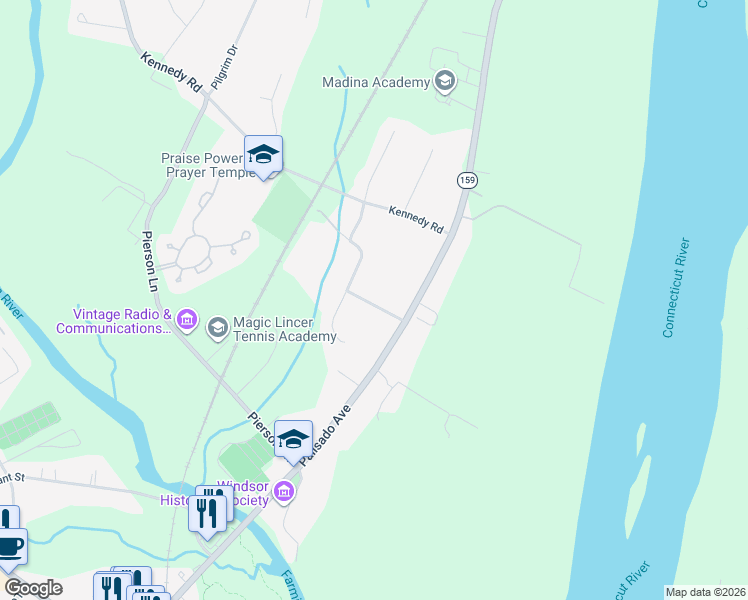 map of restaurants, bars, coffee shops, grocery stores, and more near 29 Old Kennedy Road in Windsor