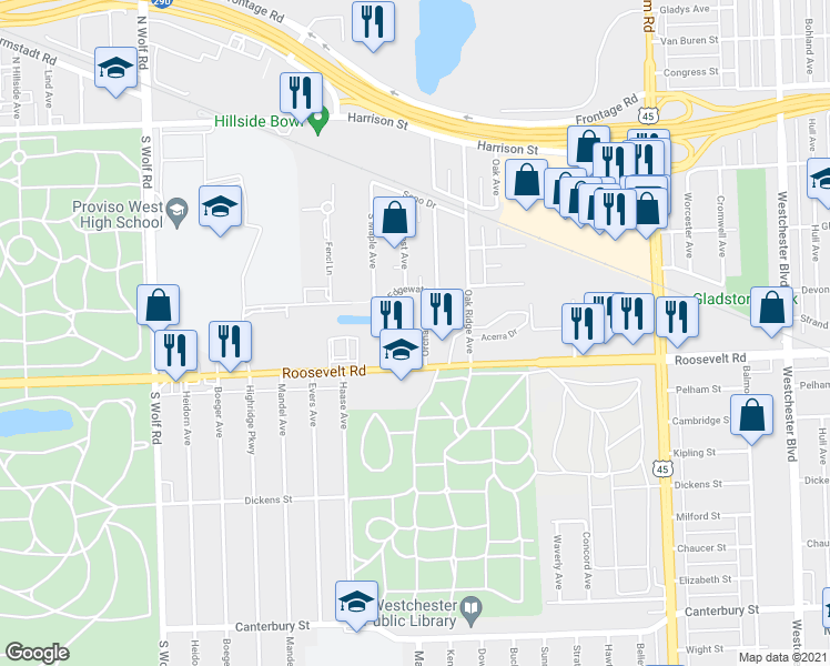 map of restaurants, bars, coffee shops, grocery stores, and more near 330 Orchard Avenue in Hillside