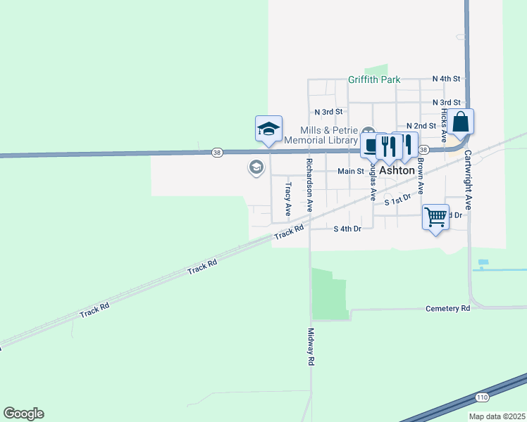 map of restaurants, bars, coffee shops, grocery stores, and more near 308 Alan Street in Ashton
