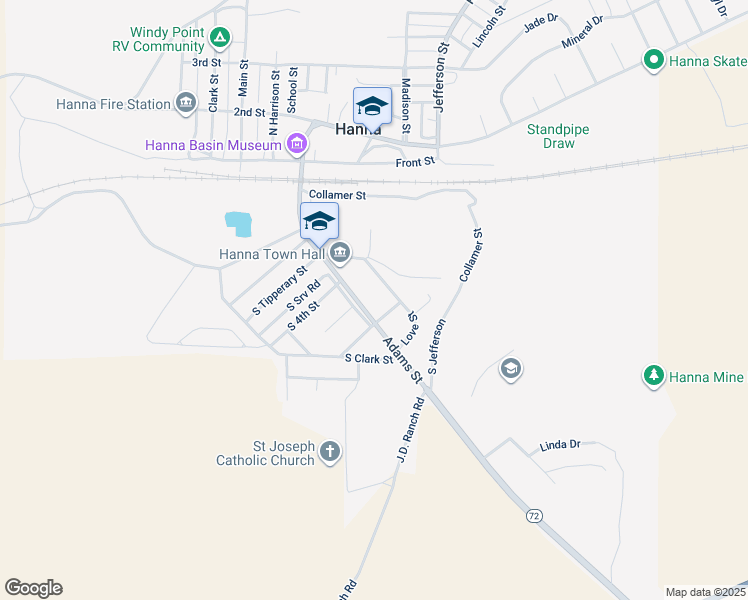 map of restaurants, bars, coffee shops, grocery stores, and more near 401 Adams Street in Hanna
