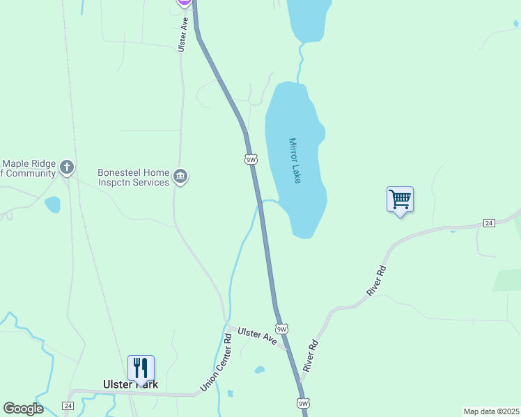 map of restaurants, bars, coffee shops, grocery stores, and more near 687 Broadway in Ulster Park