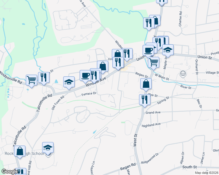 map of restaurants, bars, coffee shops, grocery stores, and more near 16 Progress Avenue in Vernon