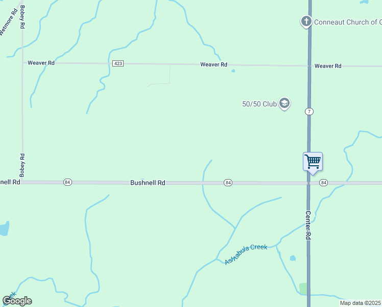 map of restaurants, bars, coffee shops, grocery stores, and more near 5611 Bushnell Road in Conneaut