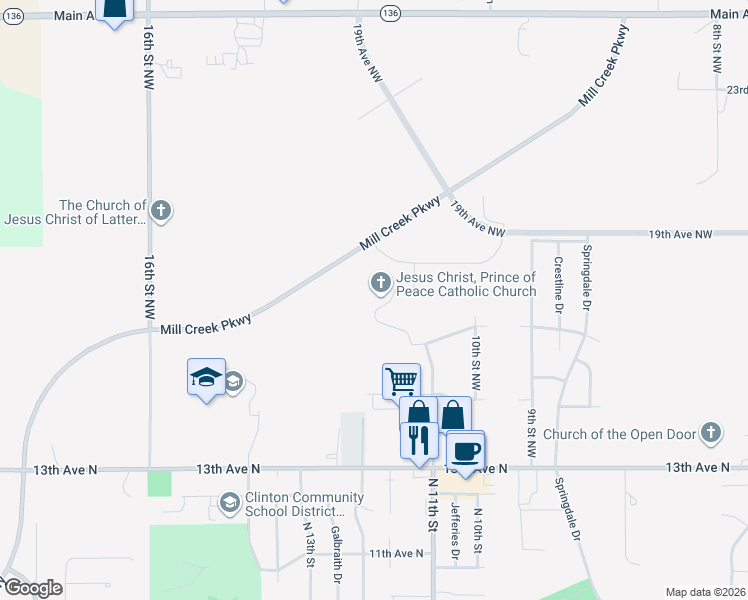 map of restaurants, bars, coffee shops, grocery stores, and more near 1105 LaMetta Wynn Drive in Clinton