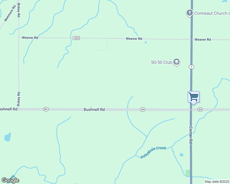 map of restaurants, bars, coffee shops, grocery stores, and more near 5611 Bushnell Road in Conneaut