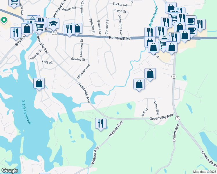 map of restaurants, bars, coffee shops, grocery stores, and more near 3 Reaper Court in Smithfield