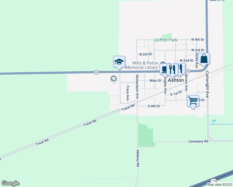 map of restaurants, bars, coffee shops, grocery stores, and more near 308 Alan Street in Ashton
