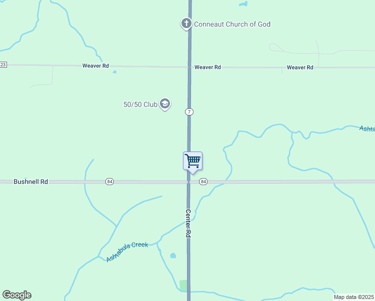 map of restaurants, bars, coffee shops, grocery stores, and more near 5051 Center Road in Conneaut