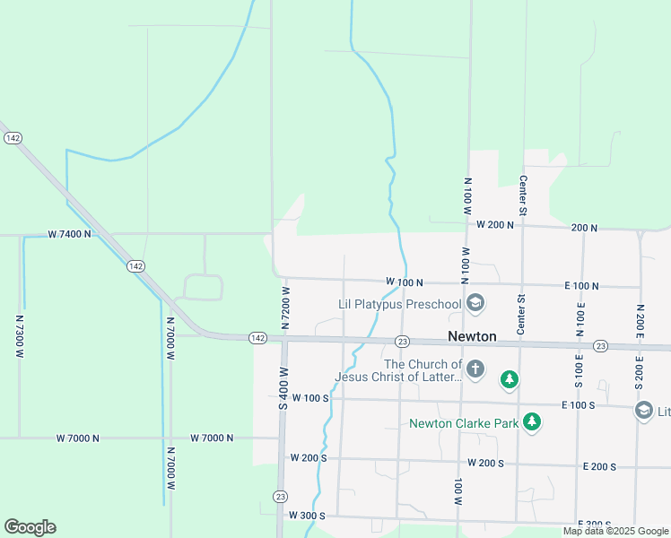 map of restaurants, bars, coffee shops, grocery stores, and more near 385 West 100 North in Newton