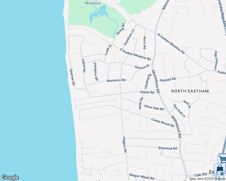 map of restaurants, bars, coffee shops, grocery stores, and more near 340 Steele Road in Eastham