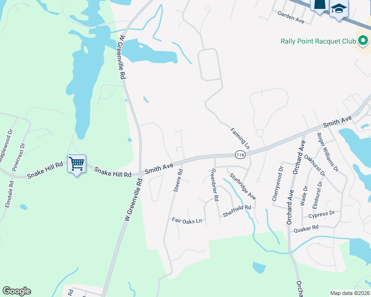 map of restaurants, bars, coffee shops, grocery stores, and more near 5 Stonehenge Drive in Smithfield