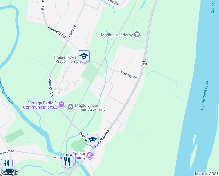 map of restaurants, bars, coffee shops, grocery stores, and more near 89 Old Kennedy Road in Windsor
