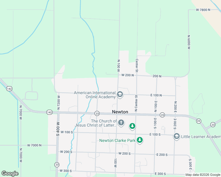 map of restaurants, bars, coffee shops, grocery stores, and more near 107 West 100 North in Newton