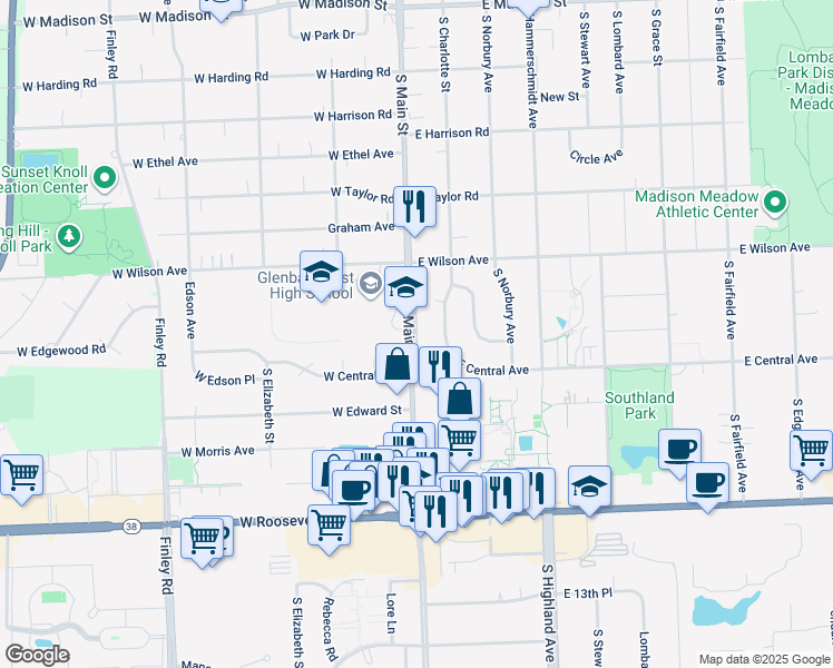 map of restaurants, bars, coffee shops, grocery stores, and more near in 