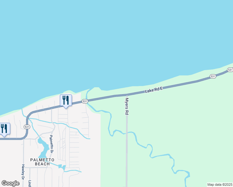 map of restaurants, bars, coffee shops, grocery stores, and more near 5111 North Myers Road in Geneva