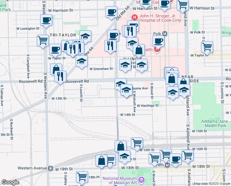 map of restaurants, bars, coffee shops, grocery stores, and more near 2006 West 13th Street in Chicago