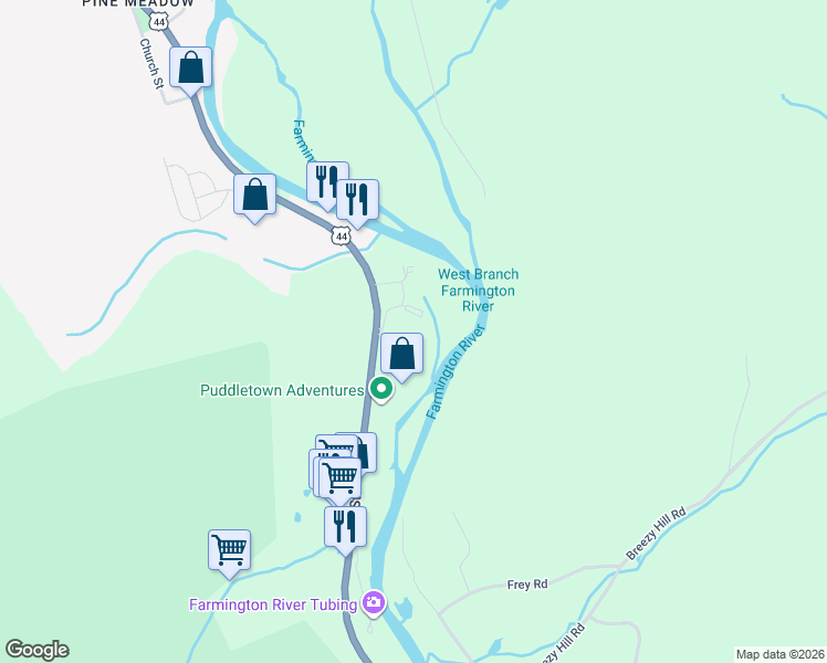 map of restaurants, bars, coffee shops, grocery stores, and more near 220 Main Street in New Hartford
