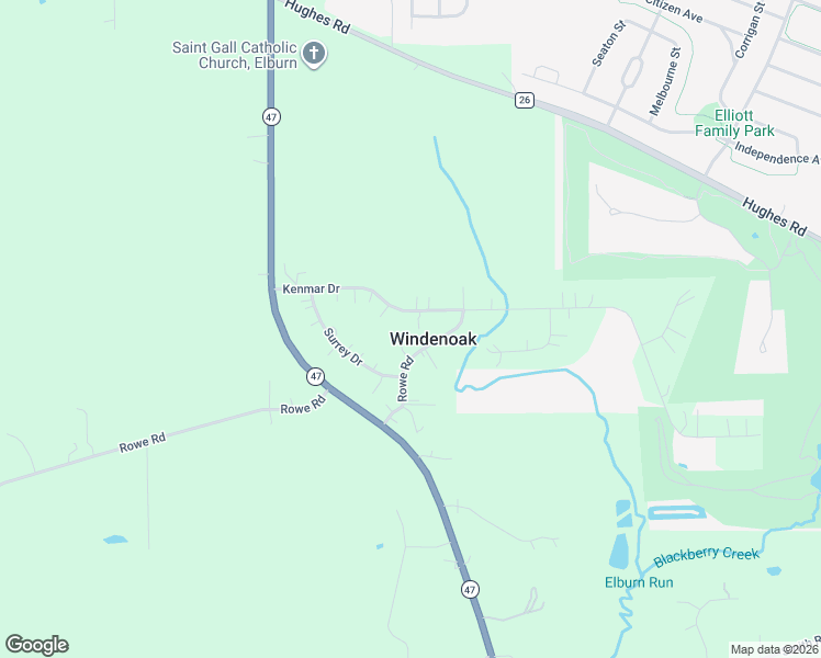 map of restaurants, bars, coffee shops, grocery stores, and more near S156 Rowe Road in Elburn