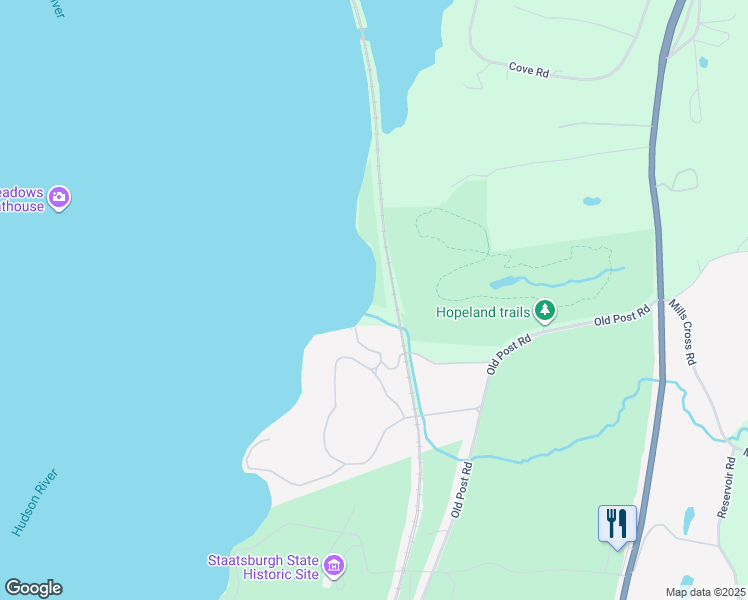 map of restaurants, bars, coffee shops, grocery stores, and more near 36 Strawberry Fields Lane in Staatsburg