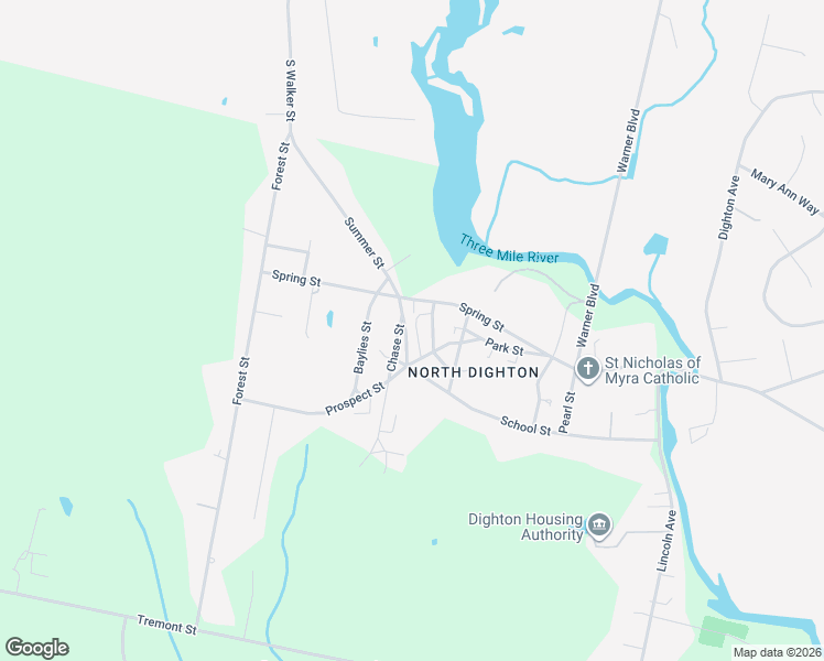 map of restaurants, bars, coffee shops, grocery stores, and more near 158 Chase Street in Dighton