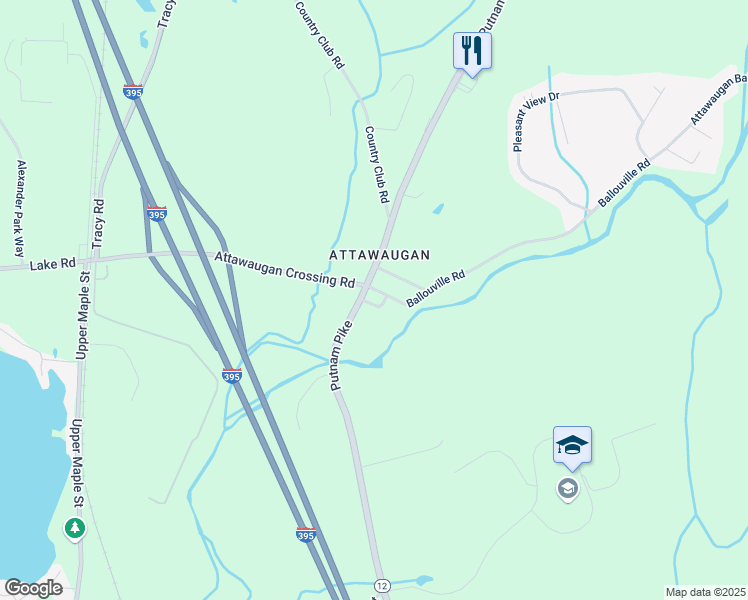 map of restaurants, bars, coffee shops, grocery stores, and more near 2 Ballouville Road in Killingly