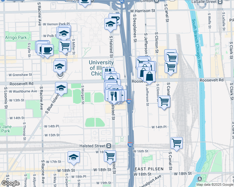 map of restaurants, bars, coffee shops, grocery stores, and more near in Chicago