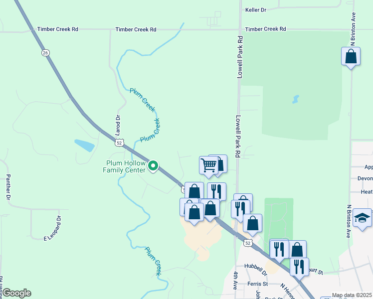 map of restaurants, bars, coffee shops, grocery stores, and more near 124 Liberty Court in Dixon
