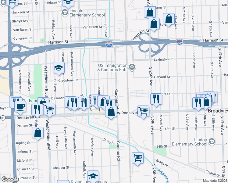 map of restaurants, bars, coffee shops, grocery stores, and more near 924 Gardner Road in Westchester