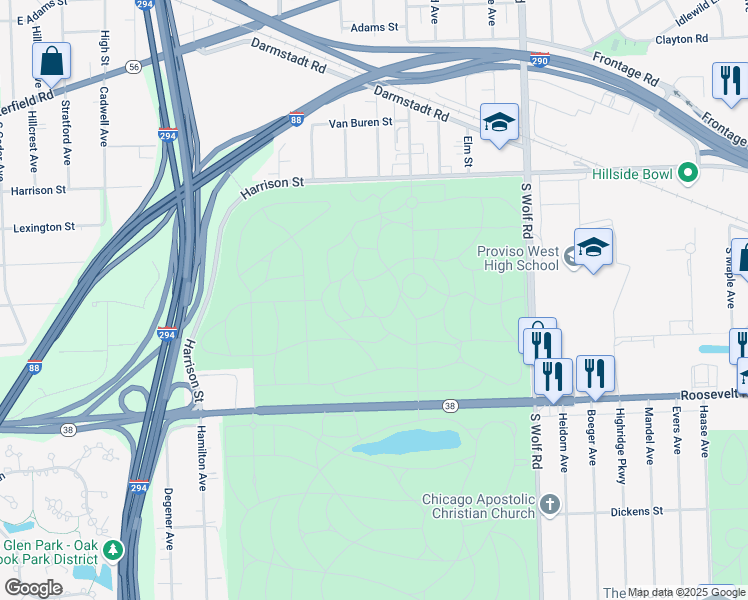 map of restaurants, bars, coffee shops, grocery stores, and more near in Hillside
