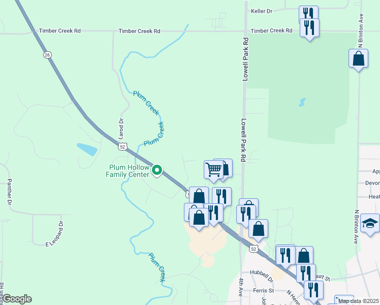 map of restaurants, bars, coffee shops, grocery stores, and more near 124 Liberty Court in Dixon