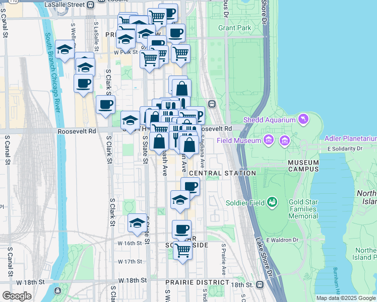 map of restaurants, bars, coffee shops, grocery stores, and more near in Chicago