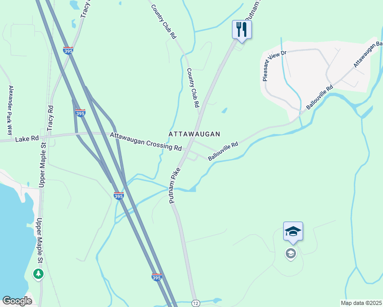 map of restaurants, bars, coffee shops, grocery stores, and more near 2 Ballouville Road in Killingly