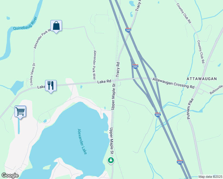 map of restaurants, bars, coffee shops, grocery stores, and more near 1897 Upper Maple Street in Killingly